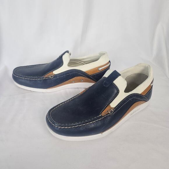 Sebago Docksides Boat Shoes Leather Canvas Slip-On Size 6W Nautical Classic - Picture 3 of 6